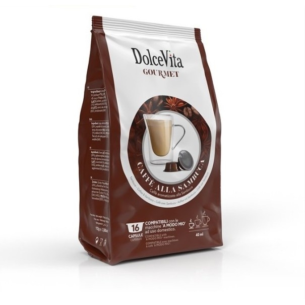 16 Capsule Dolce Vita Sambuca Compatibili Lavazza A Modo Mio