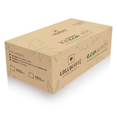 Kit Accessori Eco 100 bicchieri palette e zucchero Lollo Caffè