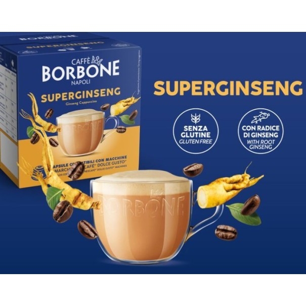 16 Capsule Caffè Borbone Super Ginseng Compatibile Dolce Gusto Nescafè