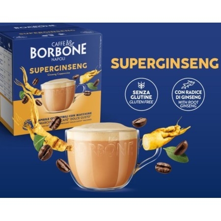 16 Capsule Caffè Borbone Super Ginseng Compatibile Dolce Gusto Nescafè