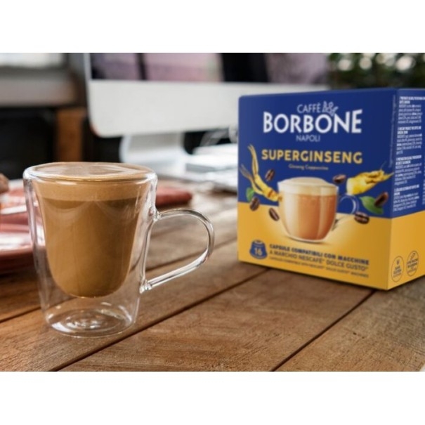 16 Capsule Caffè Borbone Super Ginseng Compatibile Dolce Gusto Nescafè