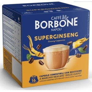 16 Capsule Caffè Borbone Super Ginseng Compatibile Dolce Gusto Nescafè