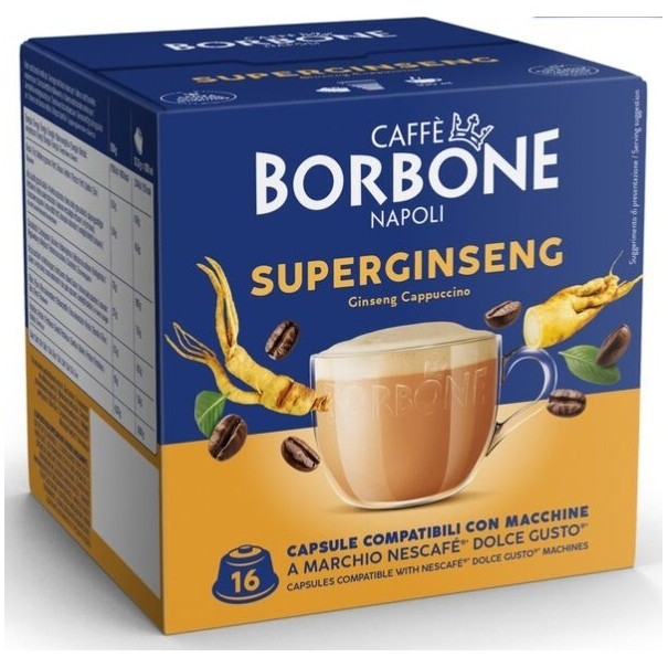 16 Capsule Caffè Borbone Super Ginseng Compatibile Dolce Gusto Nescafè