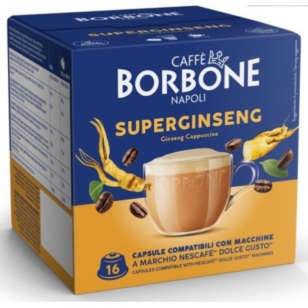 16 Capsule Caffè Borbone Super Ginseng Compatibile Dolce Gusto Nescafè
